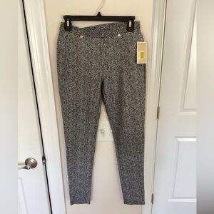 New Michael Kors Black/White Herringbone Leggings, Small